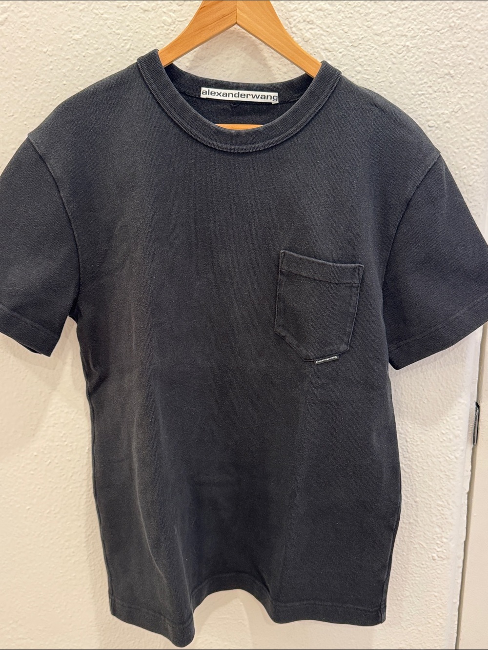 Alexander Wang Charcoal Crewneck Tee with Label